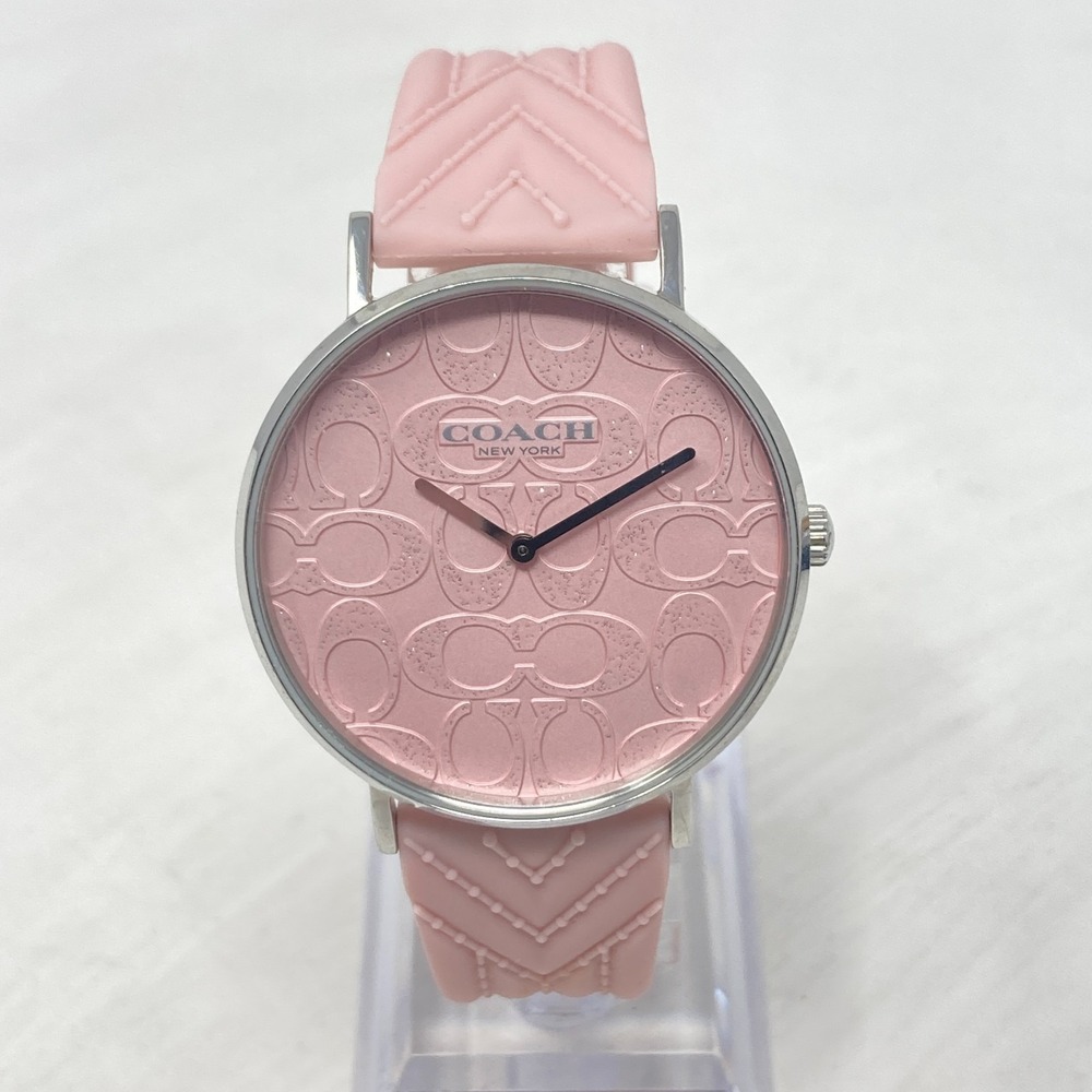 Coach Womens Watch 36mm Pink Silver Tone Logo Dial WR Round New Battery 8" - Picture 3 of 15